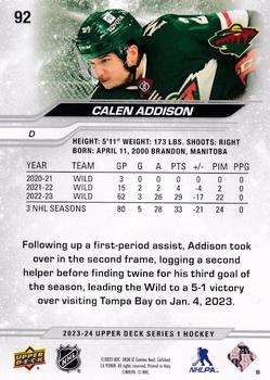 2023-24 Upper Deck #92 Calen Addison Back