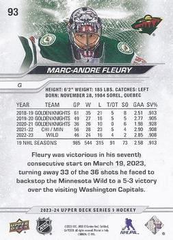 2023-24 Upper Deck #93 Marc-Andre Fleury Back