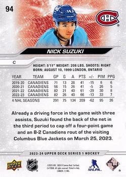 2023-24 Upper Deck #94 Nick Suzuki Back