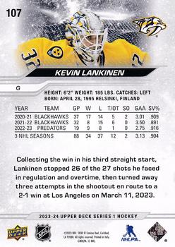 2023-24 Upper Deck #107 Kevin Lankinen Back