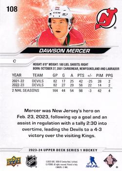 2023-24 Upper Deck #108 Dawson Mercer Back