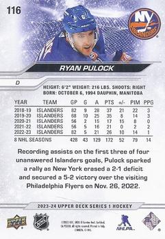 2023-24 Upper Deck #116 Ryan Pulock Back