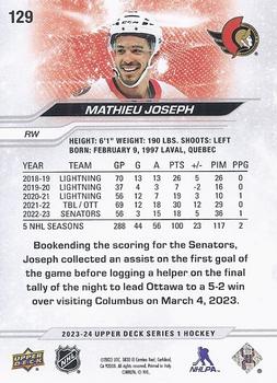 2023-24 Upper Deck #129 Mathieu Joseph Back