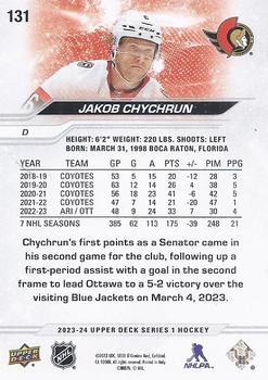 2023-24 Upper Deck #131 Jakob Chychrun Back
