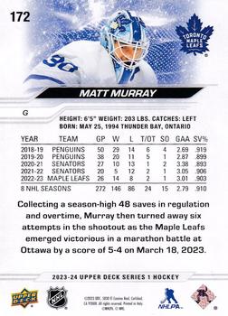 2023-24 Upper Deck #172 Matt Murray Back