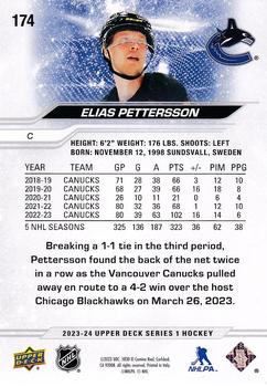 2023-24 Upper Deck #174 Elias Pettersson Back