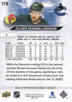 2023-24 Upper Deck #179 Oliver Ekman-Larsson Back
