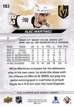 2023-24 Upper Deck #183 Alec Martinez Back