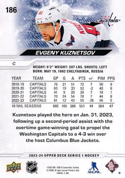 2023-24 Upper Deck #186 Evgeny Kuznetsov Back