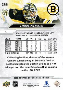 2023-24 Upper Deck #266 Linus Ullmark Back