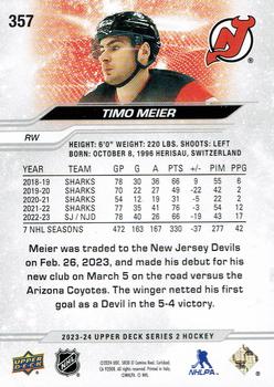 2023-24 Upper Deck #357 Timo Meier Back