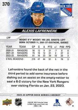 2023-24 Upper Deck #370 Alexis Lafreniere Back