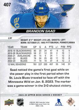 2023-24 Upper Deck #407 Brandon Saad Back