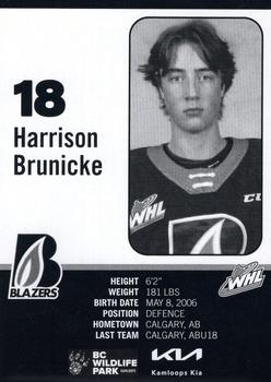 2022-23 Kamloops Blazers (WHL) #NNO Harrison Brunicke Back