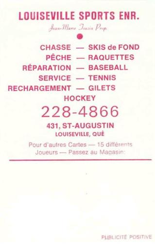 1972-73 Montreal Canadiens Louiseville Sports Enr. Promos #NNO Ken Dryden Back