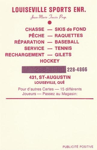1972-73 Montreal Canadiens Louiseville Sports Enr. Promos #NNO Michel Plasse Back