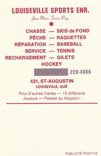 1971-72 Louiseville Sports Enr. Montreal Canadiens Promos #NNO Guy Lafleur Back