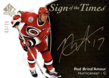 2021-22 SP Authentic - Sign of the Times Black #SOTT-RB Rod Brind'Amour Front