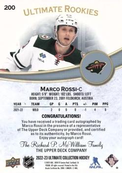 2022-23 Upper Deck Ultimate Collection #200 Marco Rossi Back