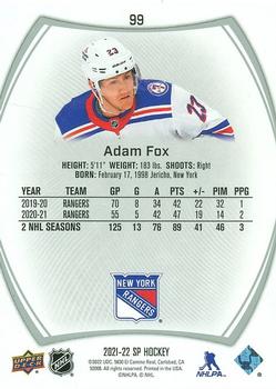 2021-22 SP #99 Adam Fox Back
