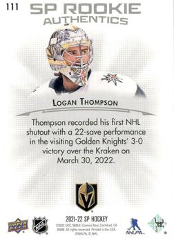 2021-22 SP #111 Logan Thompson Back