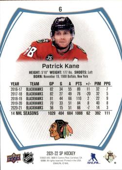 2021-22 SP - Blue #6 Patrick Kane Back