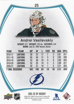 2021-22 SP - Blue #25 Andrei Vasilevskiy Back