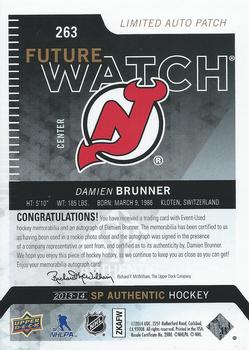 2014-15 SP Authentic - 2013-14 SP Authentic Update I: Limited Auto Patches #263 Damien Brunner Back