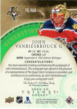 2022-23 Upper Deck Trilogy - Generations Autographs #TG-16A John Vanbiesbrouck Back