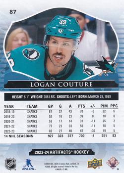 2023-24 Upper Deck Artifacts #87 Logan Couture Back