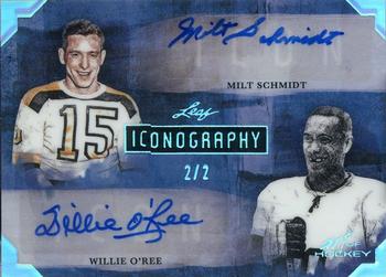 2022 Leaf Art of Hockey - Iconography Silver Spectrum Holofoil #I-20 Milt Schmidt / Willie O’Ree Front