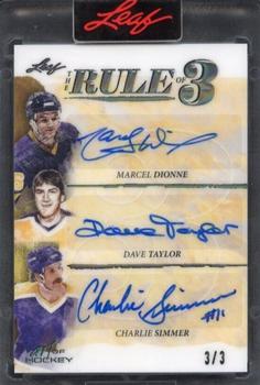 2022 Leaf Art of Hockey - The Rule of 3 Silver Spectrum Holofoil #R3-05 Marcel Dionne / Dave Taylor / Charlie Simmer Front