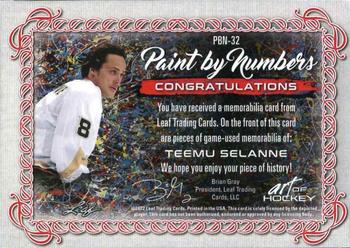 2022 Leaf Art of Hockey - Paint By Numbers Bronze Spectrum Holofoil #PBN-32 Teemu Selanne Back