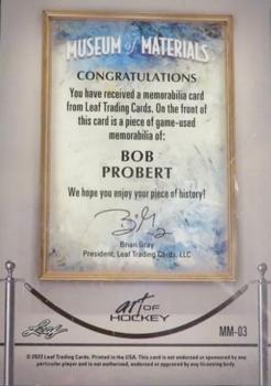 2022 Leaf Art of Hockey - Museum of Materials Silver Spectrum Holofoil #MM-03 Bob Probert Back