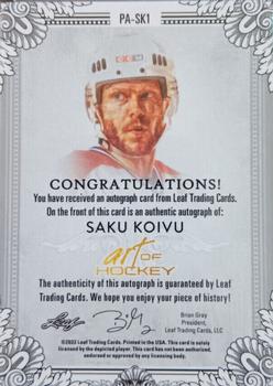 2022 Leaf Art of Hockey - Base Autograph Portrait Purple Spectrum #PA-SK1 Saku Koivu Back