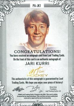 2022 Leaf Art of Hockey - Base Autograph Portrait Silver Spectrum #PA-JK1 Jari Kurri Back