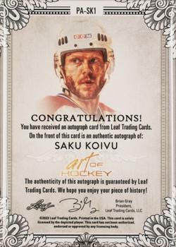 2022 Leaf Art of Hockey - Base Autograph Portrait Gold Spectrum #PA-SK1 Saku Koivu Back