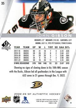 2022-23 SP Authentic #35 John Gibson Back