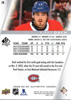 2022-23 SP Authentic #78 Kirby Dach Back