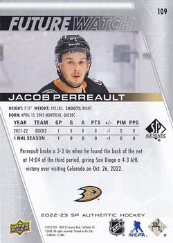 2022-23 SP Authentic #109 Jacob Perreault Back