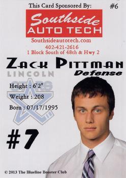 2013-14 Lincoln Stars (USHL) Series 1 #6 Zack Pittman Back