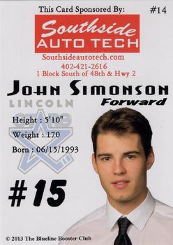 2013-14 Lincoln Stars (USHL) Series 1 #14 John Simonson Back