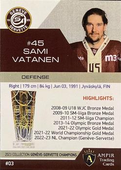 2022-23 AMPIR Geneve-Servette Champions (Unlicensed) #03 Sami Vatanen Back