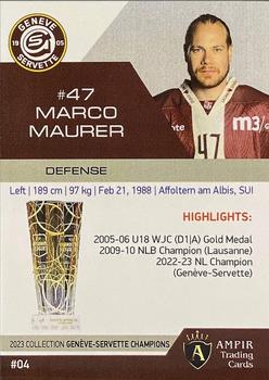 2022-23 AMPIR Geneve-Servette Champions (Unlicensed) #04 Marco Maurer Back