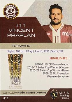 2022-23 AMPIR Geneve-Servette Champions (Unlicensed) #11 Vincent Praplan Back
