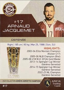 2022-23 AMPIR Geneve-Servette Champions (Unlicensed) #17 Arnaud Jacquemet Back