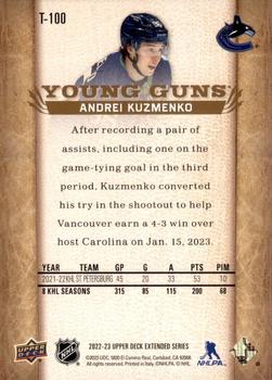 2022-23 Upper Deck - 2007-08 Upper Deck Retro #T-100 Andrei Kuzmenko Back