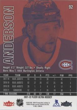 2021-22 Ultra - Speckled Rainbow Foil #92 Josh Anderson Back