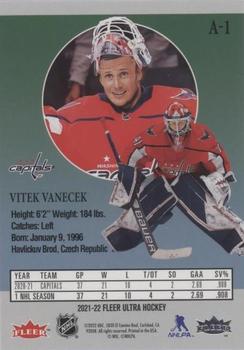 2021-22 Ultra - 30th Anniversary #A-1 Vitek Vanecek Back