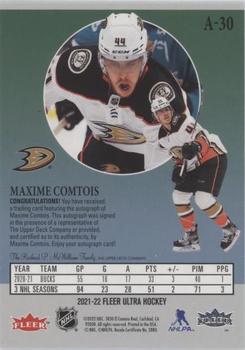 2021-22 Ultra - 30th Anniversary Autographs #A-30 Maxime Comtois Back